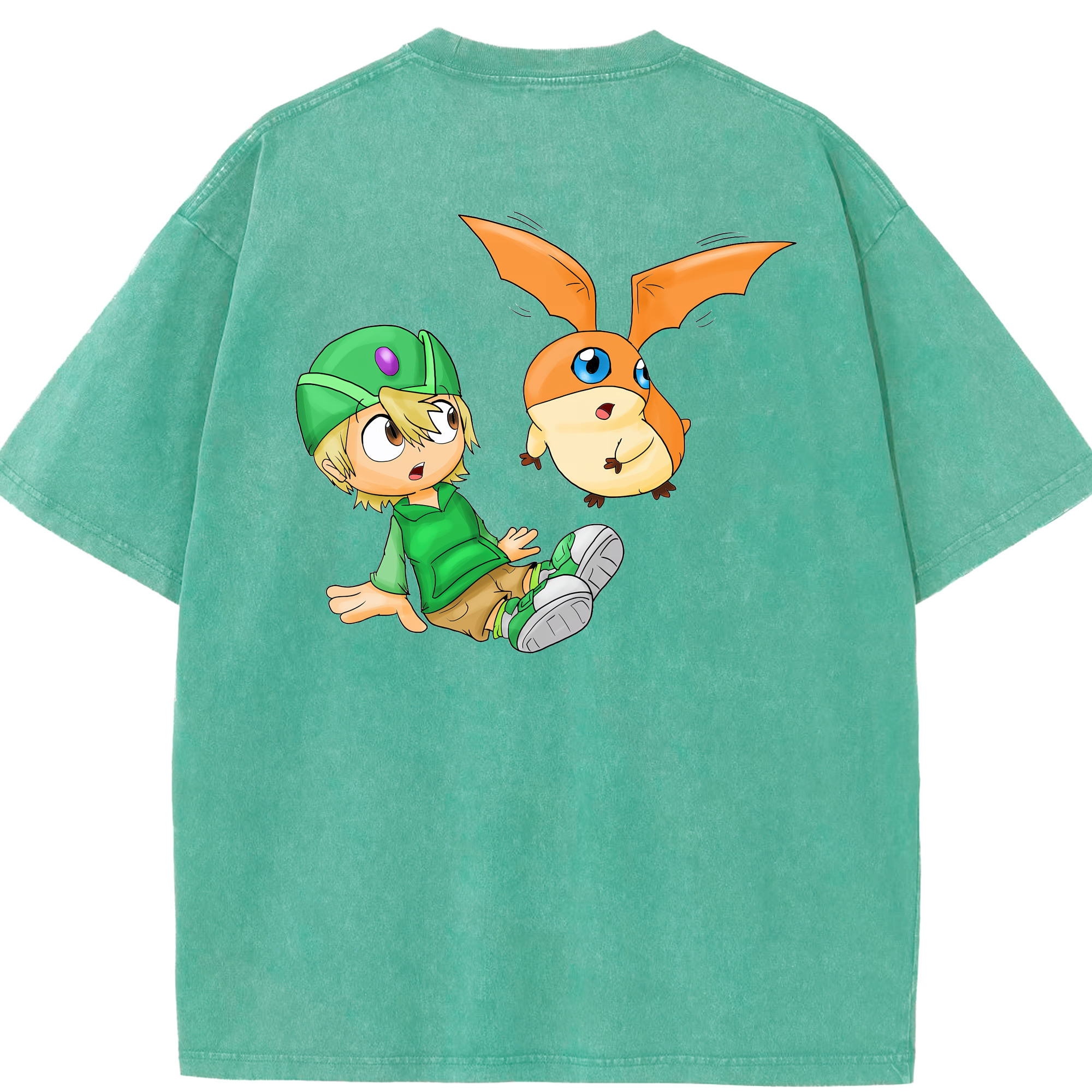 （画像用） Digimon デジタルモンスター/デジモン 綿100% ヴィンテージ風 半袖Tシャツ（背面プリント）